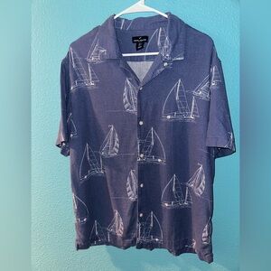 Daniel Hechter Dark Blue Sailboat Print Men's Shirt